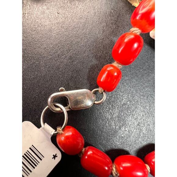 NEW Bamboo coral multi stone sterling silver necklace - Picture 4 of 16